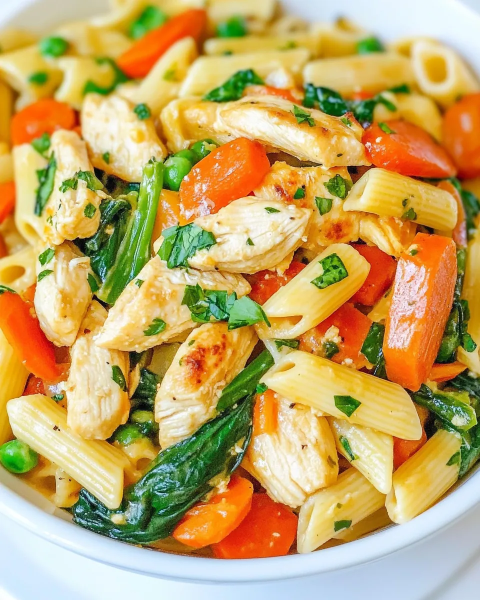 Cheesy Chicken Pasta and Vegetables
