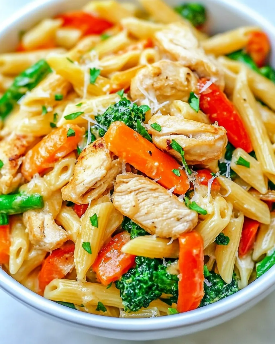 Cheesy Chicken Pasta and Vegetables