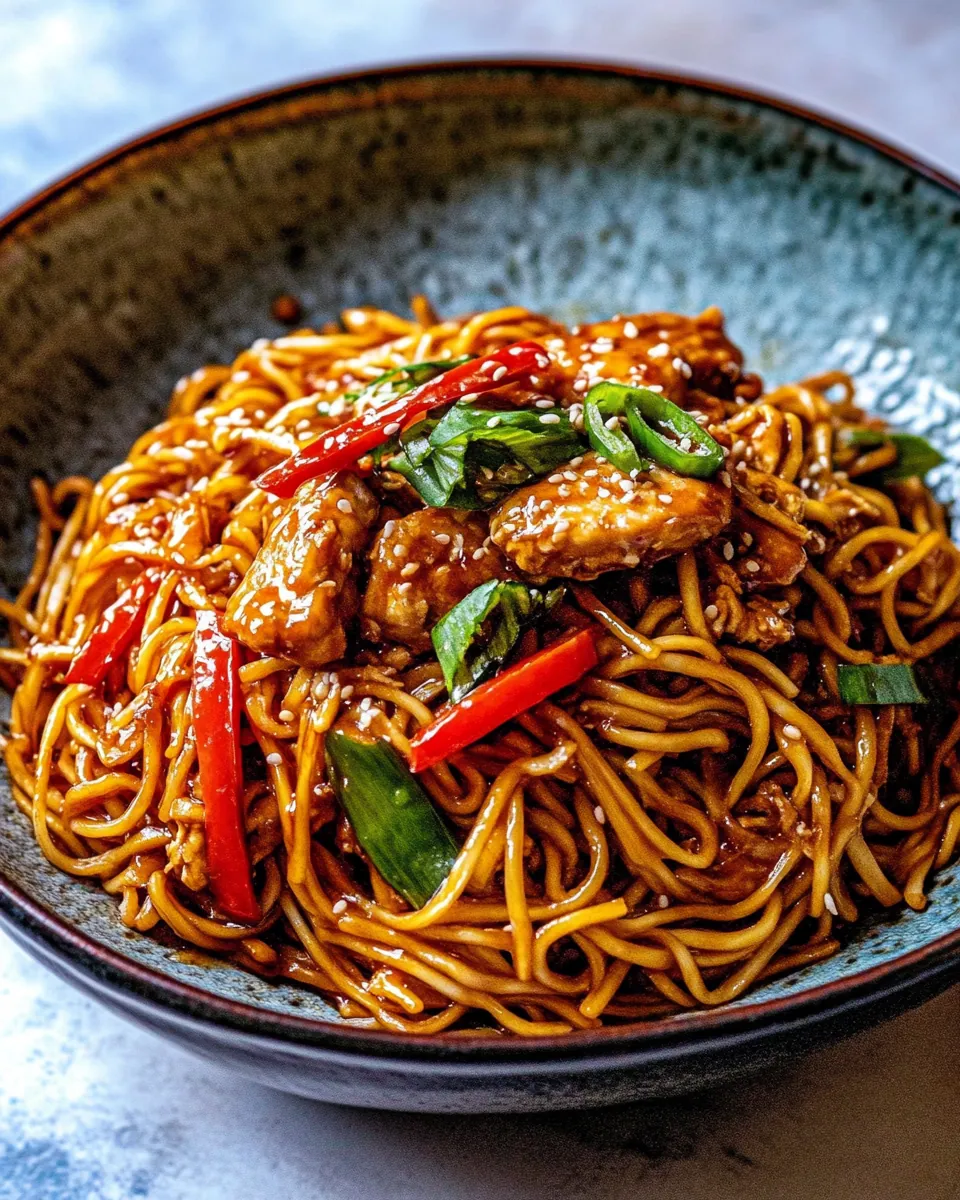 Sesame Garlic Chicken Lo Mein