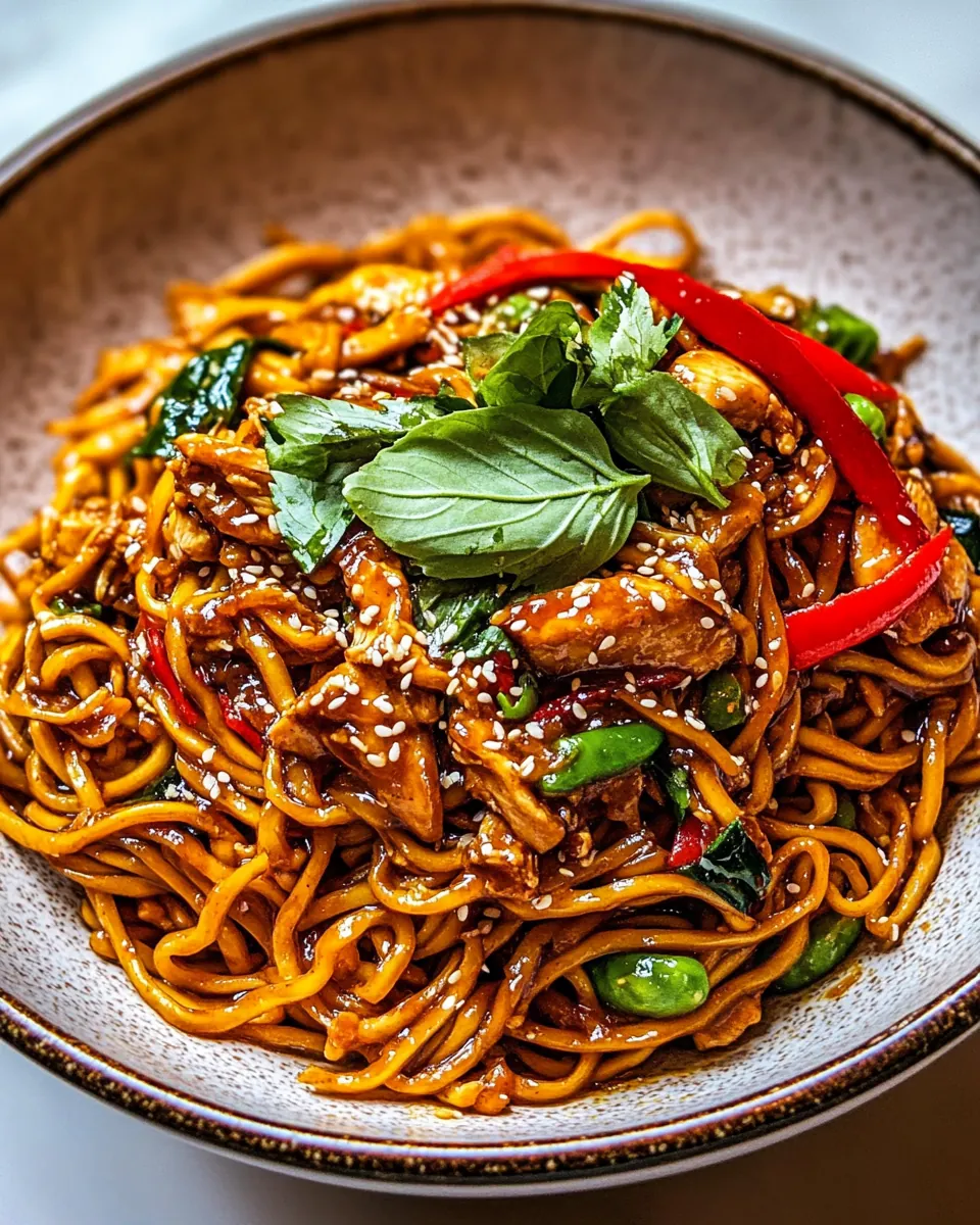 Sesame Garlic Chicken Lo Mein