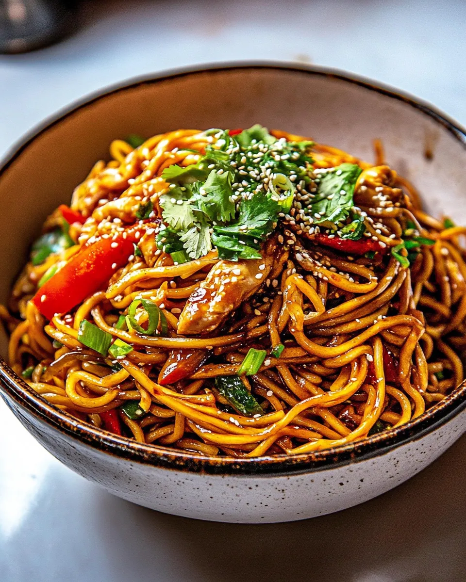 Sesame Garlic Chicken Lo Mein