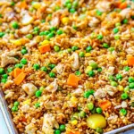 15 Minute Sheet Pan Chicken Fried Rice