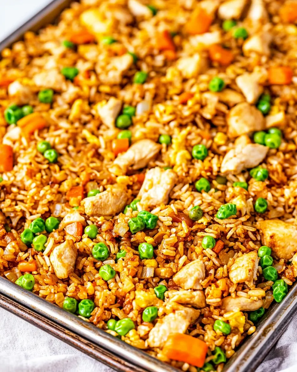 15 Minute Sheet Pan Chicken Fried Rice