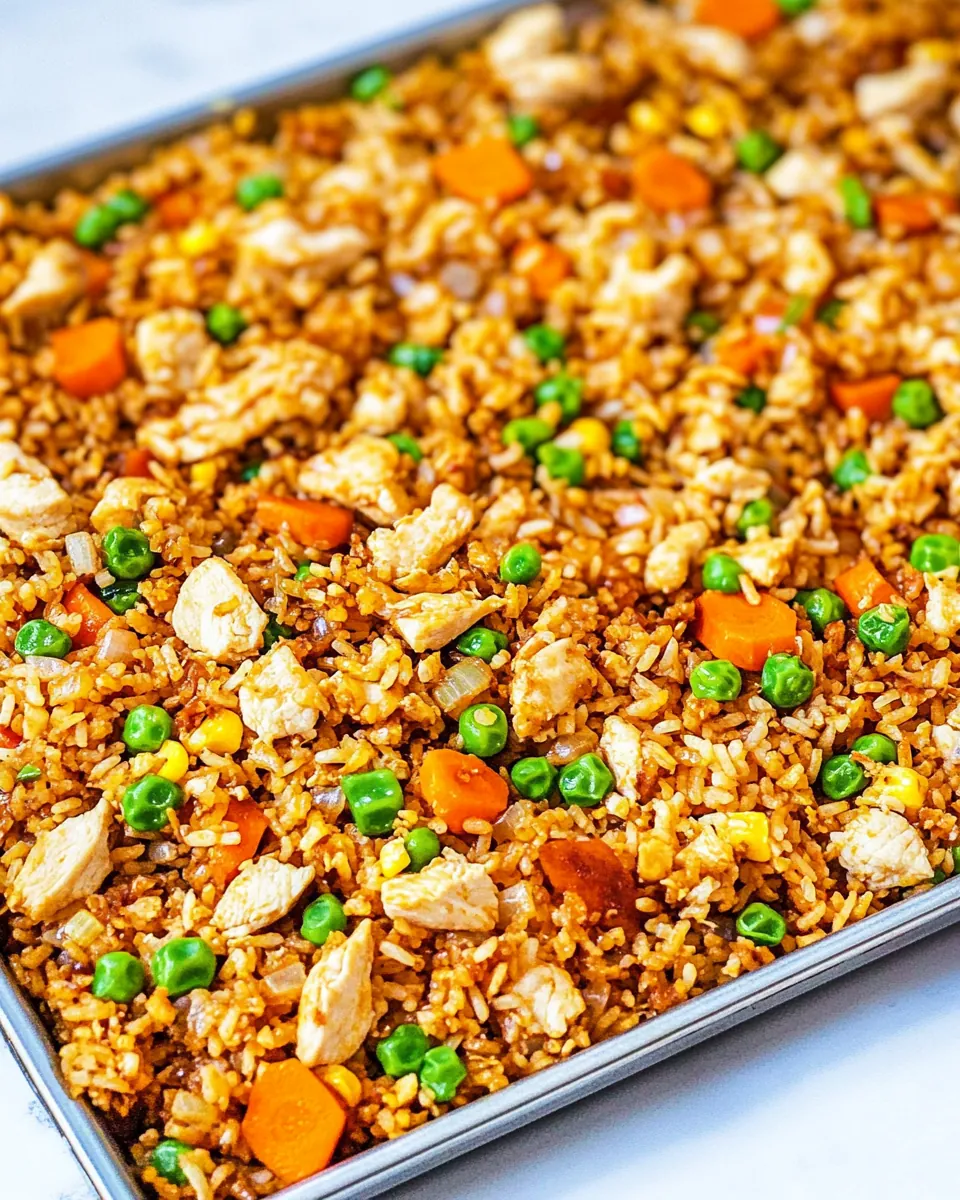 15 Minute Sheet Pan Chicken Fried Rice