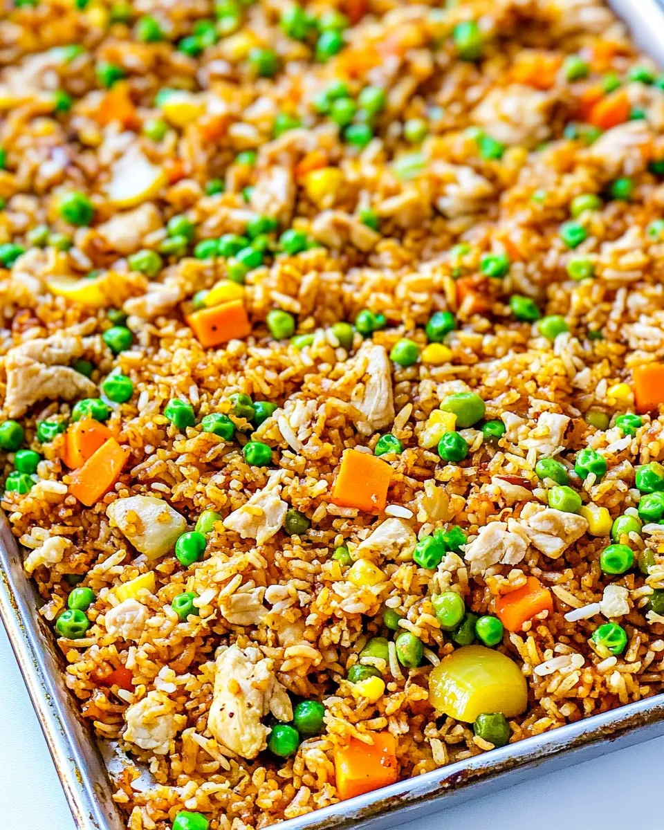 15 Minute Sheet Pan Chicken Fried Rice