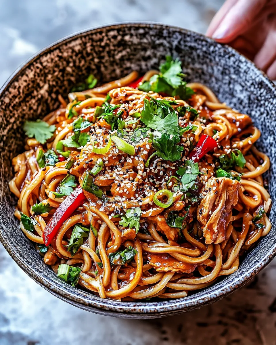 Honey Garlic Chicken Udon Noodles