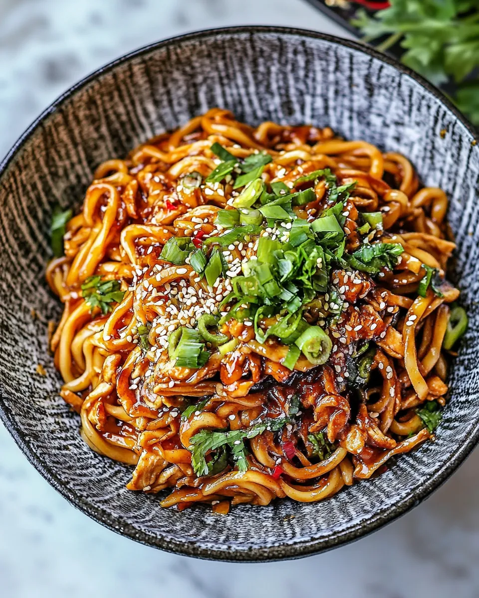 Honey Garlic Chicken Udon Noodles