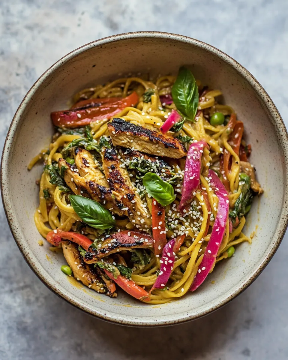 Sesame Basil Chicken Noodles