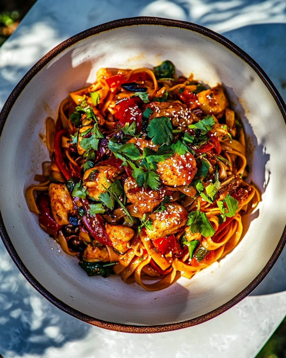 Crispy Garlic Chicken Noodles