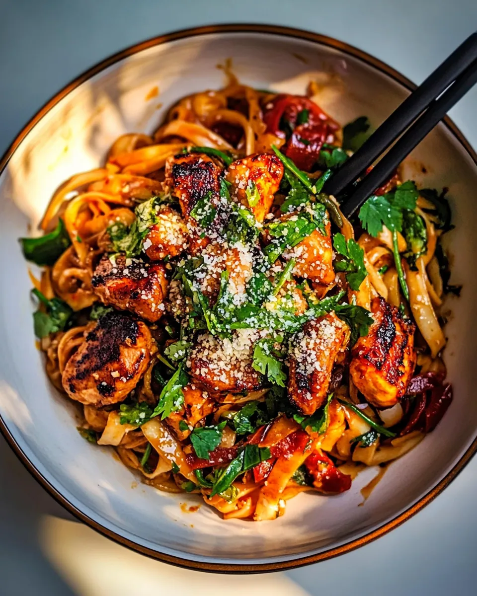 Crispy Garlic Chicken Noodles