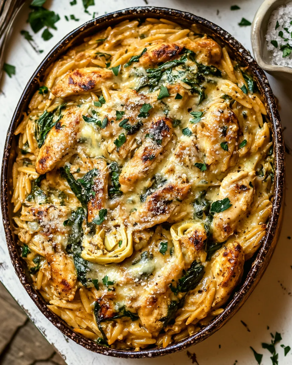 Spinach and Artichoke Chicken Orzo