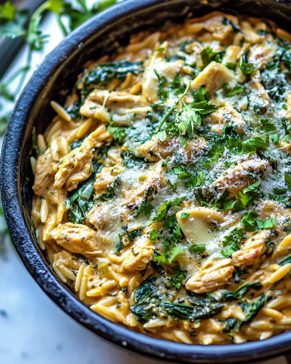 Spinach and Artichoke Chicken Orzo