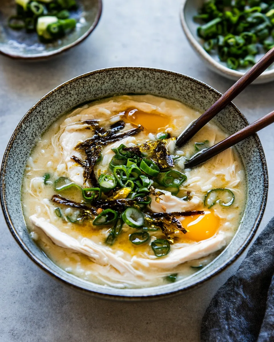 Chinese Egg Drop Chicken Rice Soup