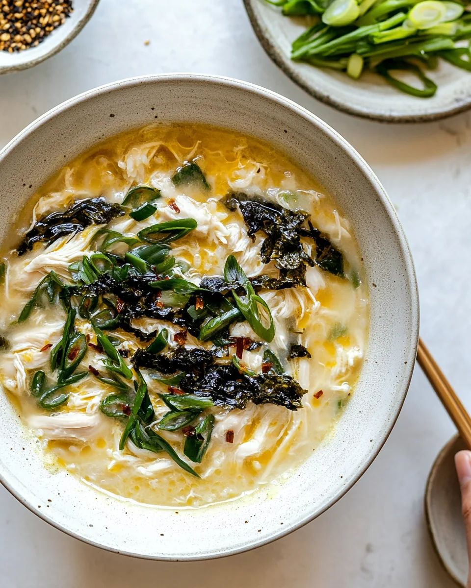Chinese Egg Drop Chicken Rice Soup