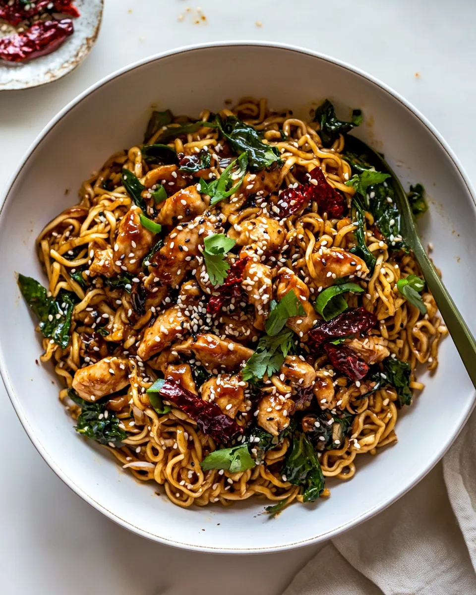 Spicy Sesame Noodles with Ginger Chicken