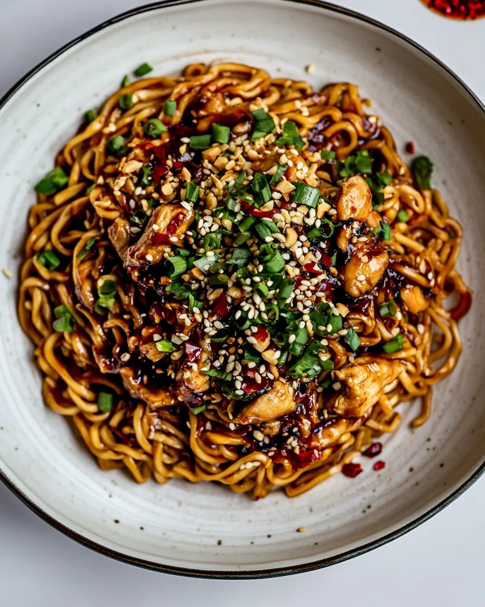 Spicy Sesame Noodles with Ginger Chicken