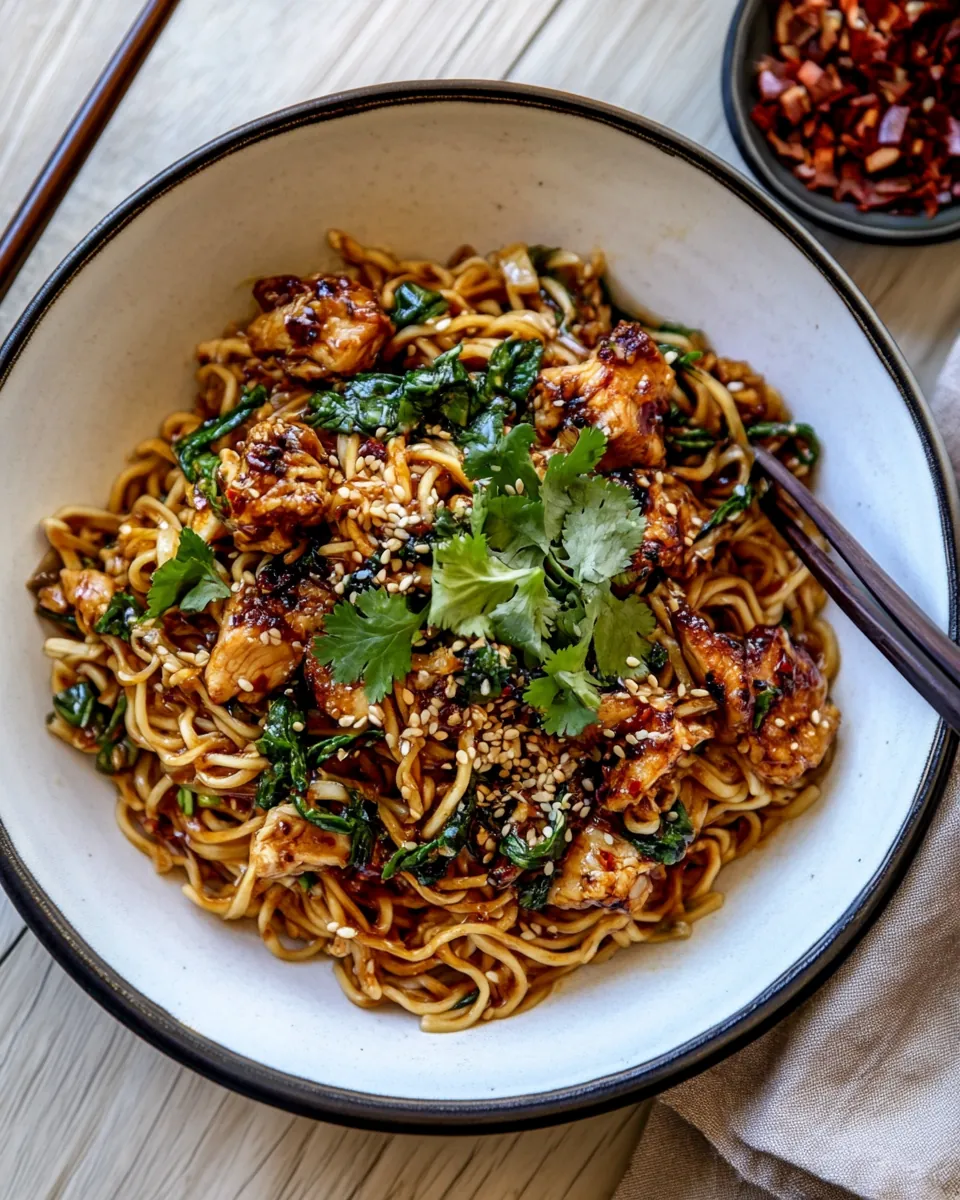 Spicy Sesame Noodles with Ginger Chicken