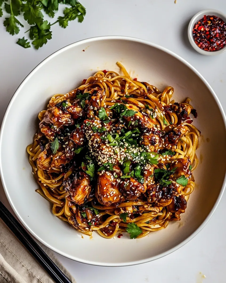 Spicy Sesame Noodles with Ginger Chicken