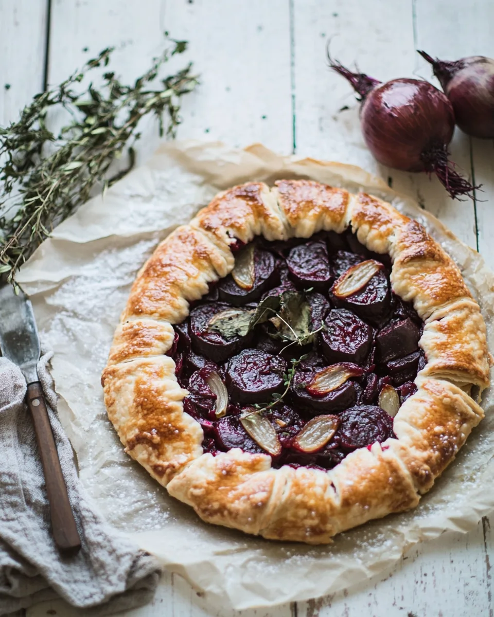 Vegetarian Roast Beetroot Onion Galette