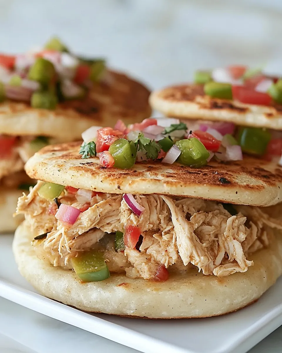 Arepas with Pulled Poblano Chicken
