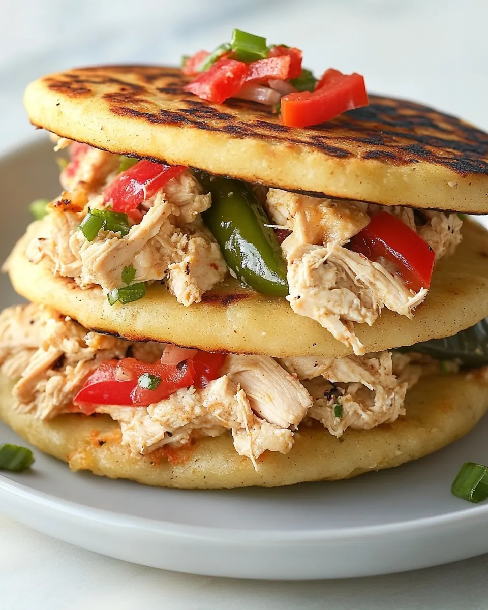 Arepas with Pulled Poblano Chicken