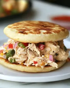 Arepas with Pulled Poblano Chicken