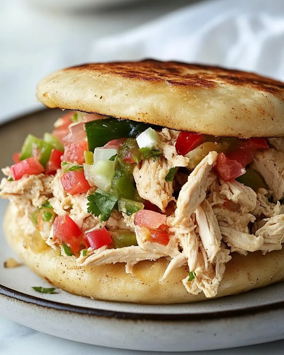 Arepas with Pulled Poblano Chicken