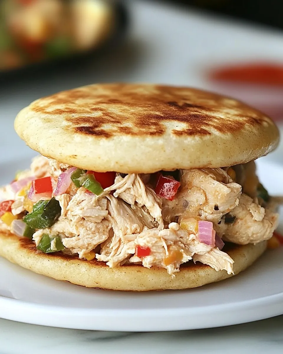 Arepas with Pulled Poblano Chicken