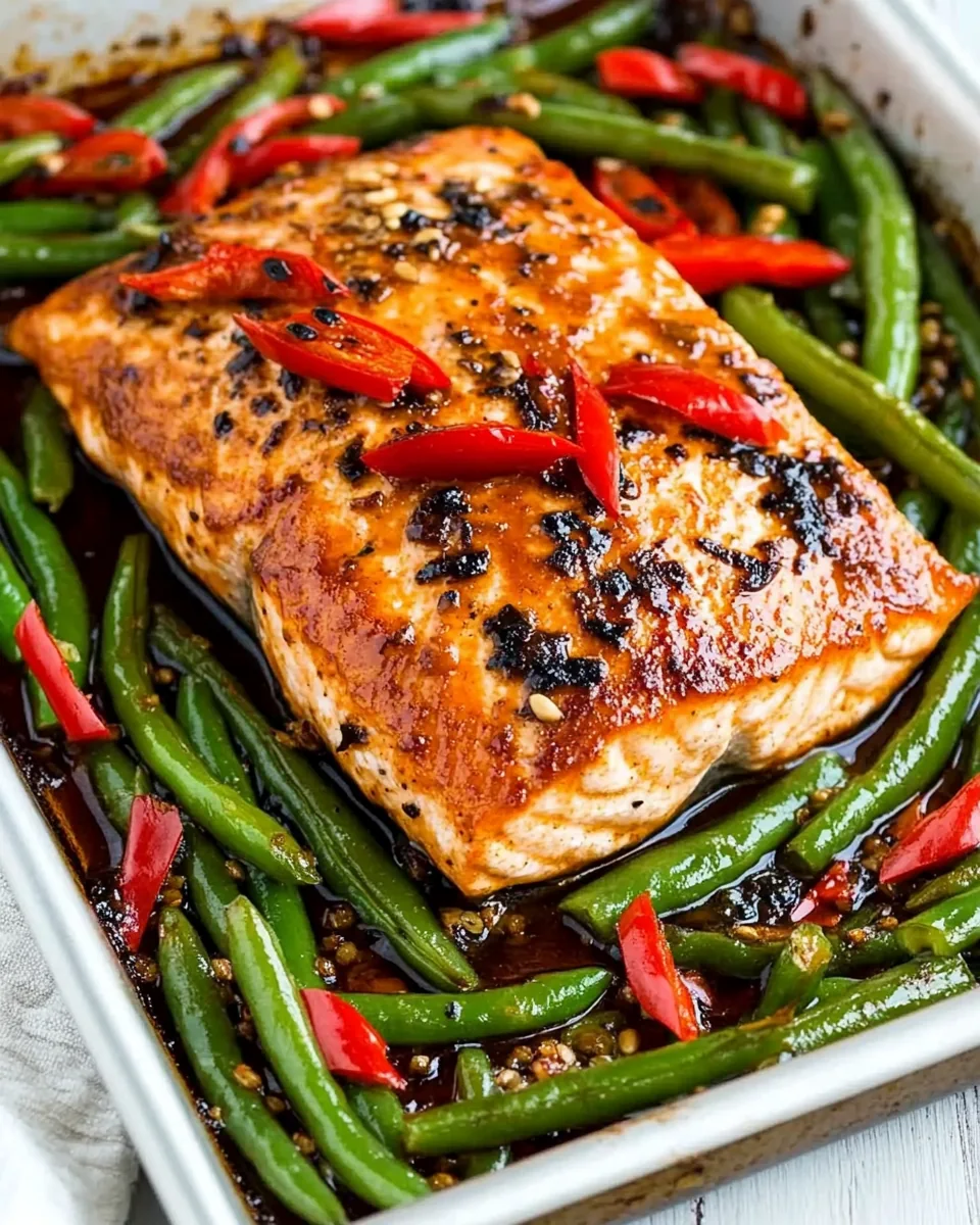 Asian Salmon and Green Beans Sheet Pan Meal