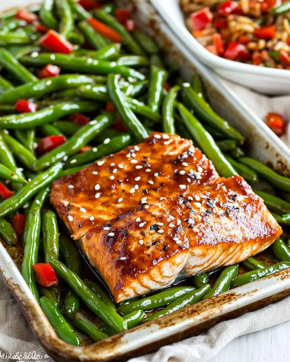 Asian Salmon and Green Beans Sheet Pan Meal