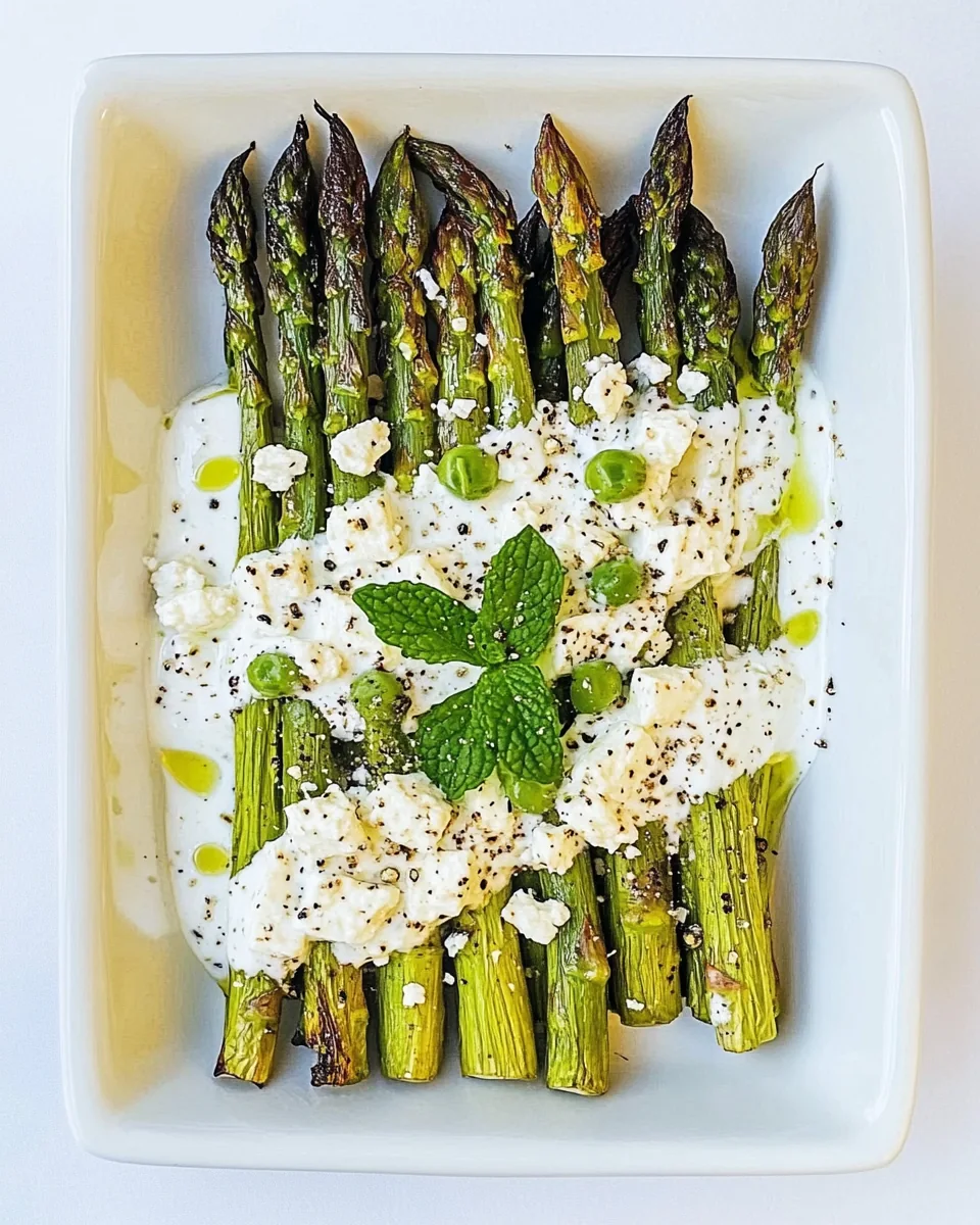 Asparagus with Feta Yogurt Mint Dressing