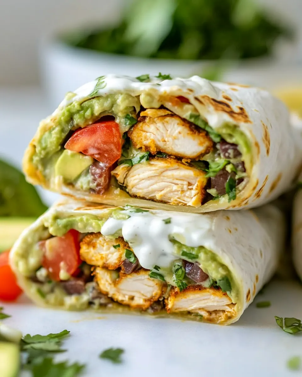 Avocado Ranch Chicken Burrito Wraps