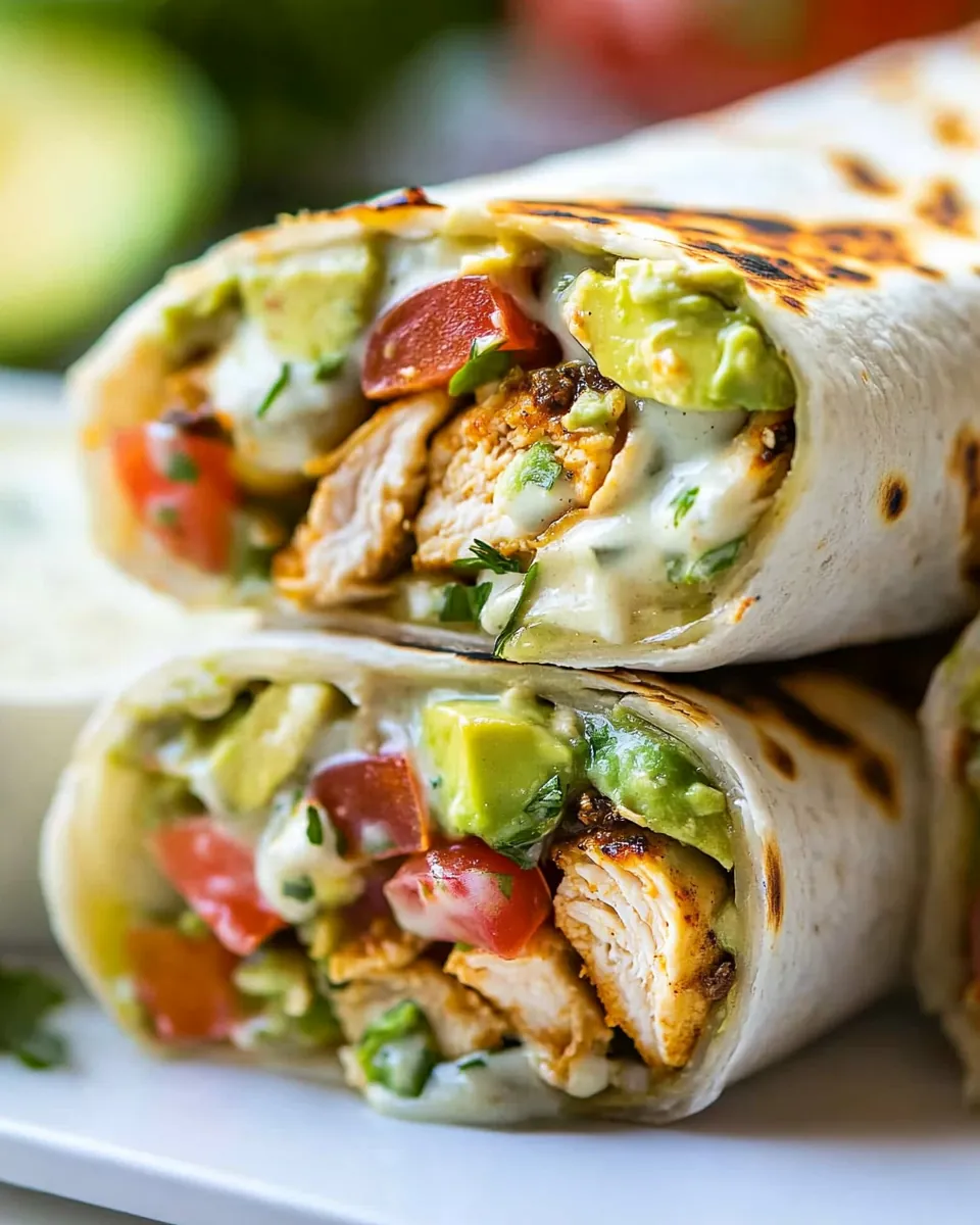 Avocado Ranch Chicken Burrito Wraps