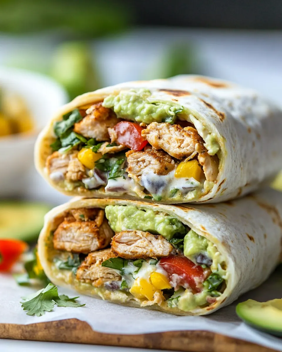Avocado Ranch Chicken Burrito Wraps