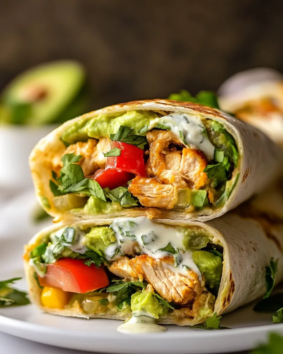 Avocado Ranch Chicken Burrito Wraps