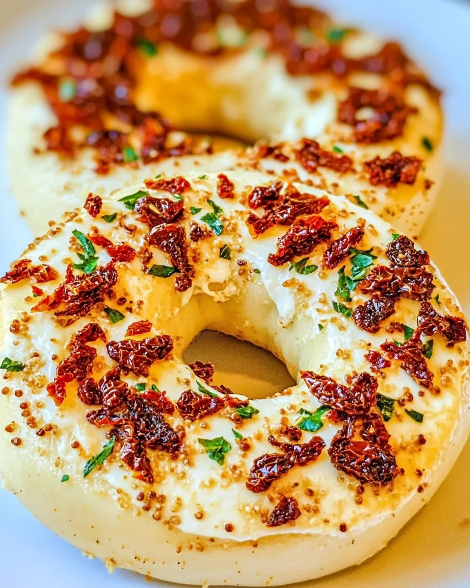 Bagel with Sun Dried Tomatoes Provolone