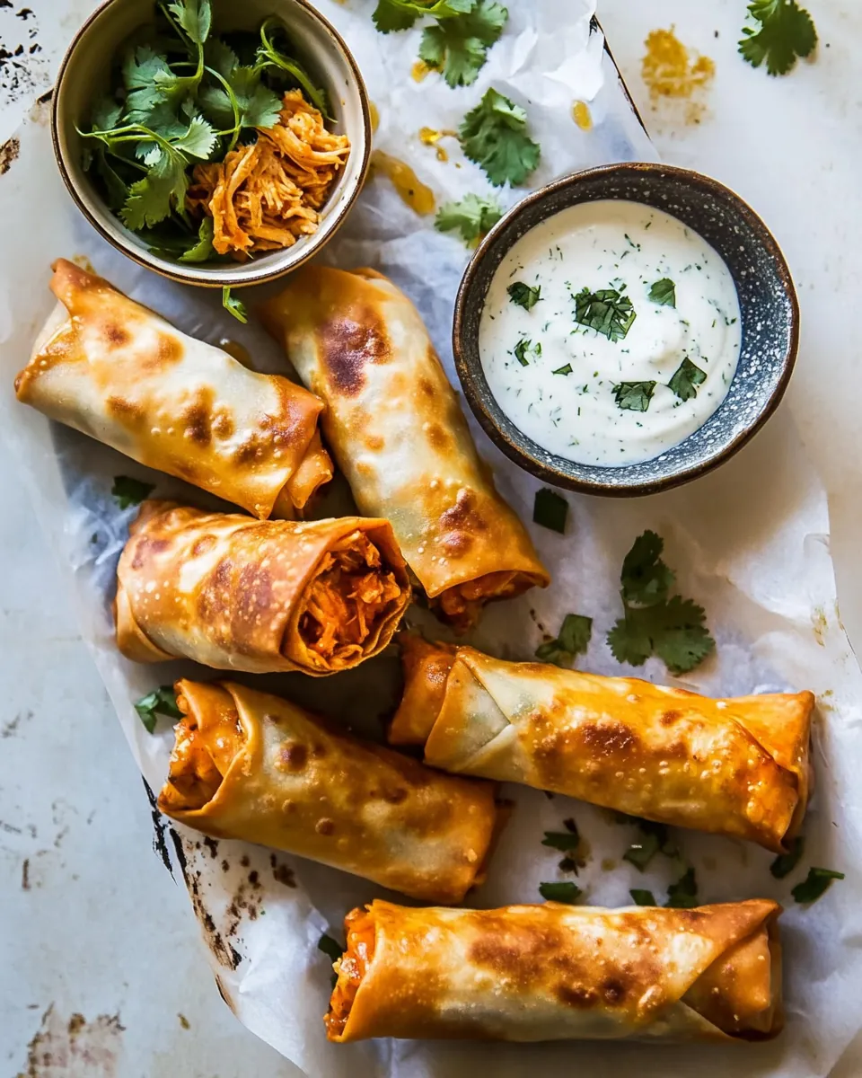 Baked Buffalo Chicken Egg Rolls