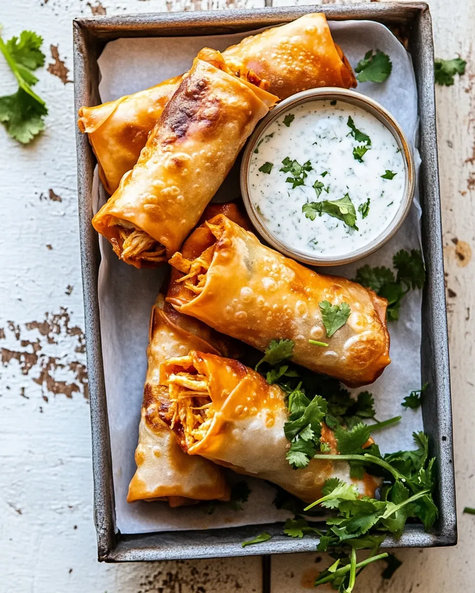Baked Buffalo Chicken Egg Rolls
