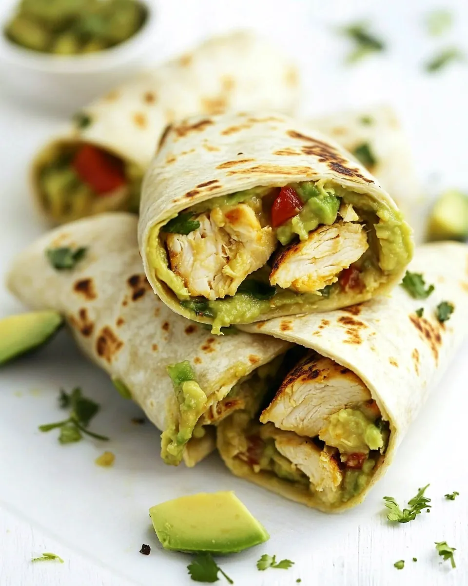 Baked Chicken Avocado Burritos