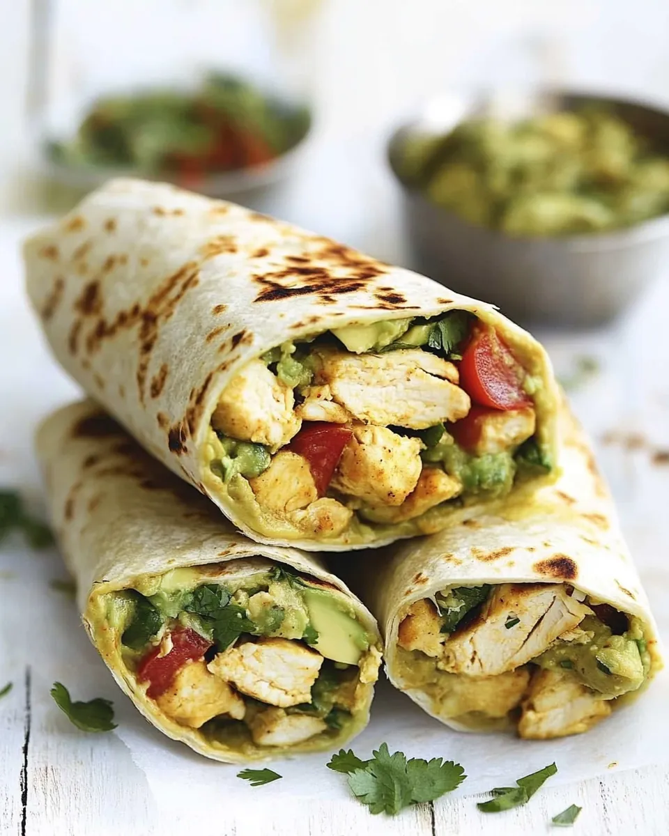 Baked Chicken Avocado Burritos