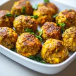 Baked Chicken Meatballs with Veggies Yogurt Sauce