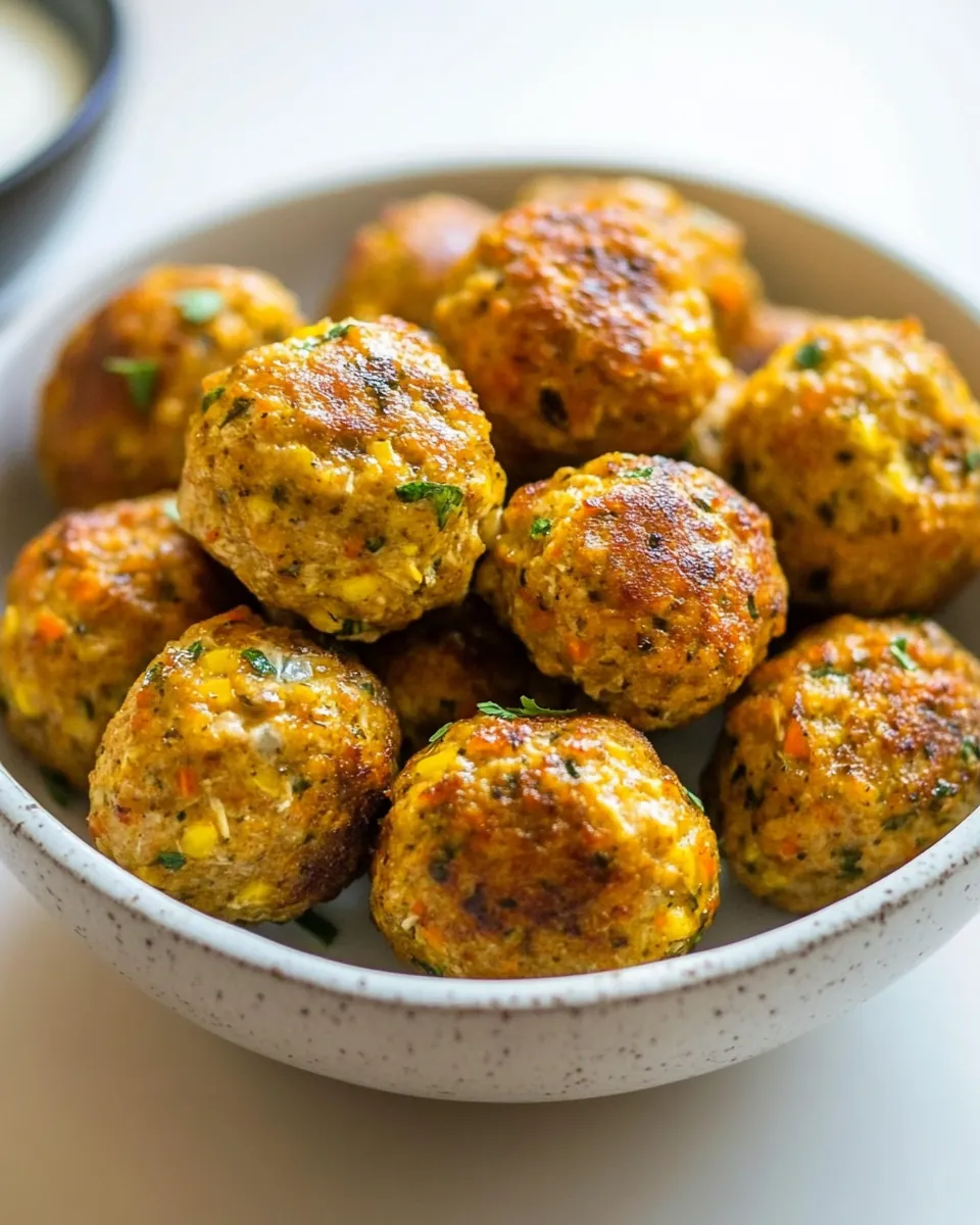 Baked Chicken Meatballs with Veggies Yogurt Sauce