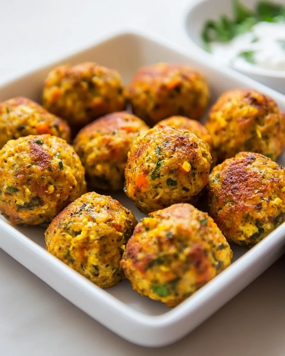 Baked Chicken Meatballs with Veggies Yogurt Sauce