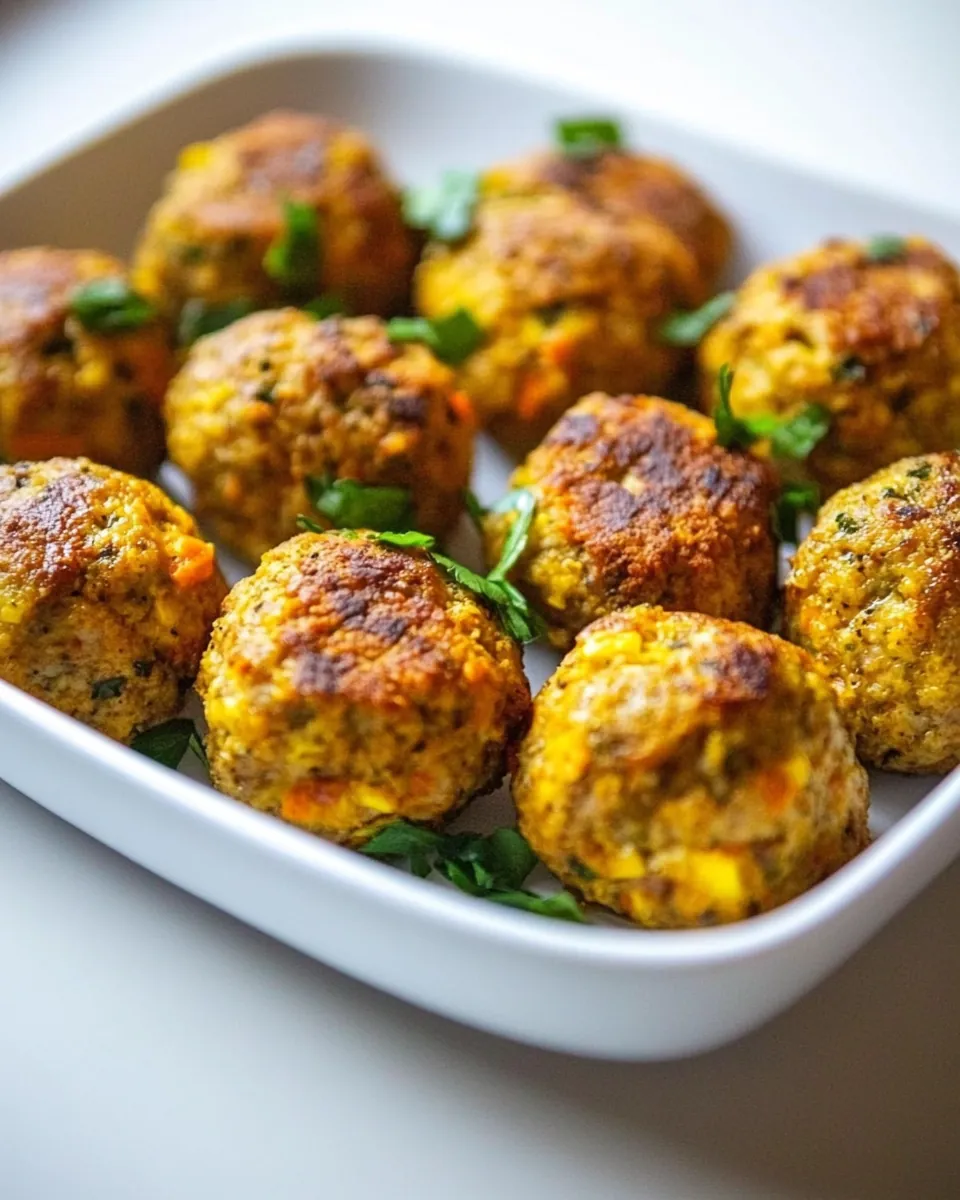 Baked Chicken Meatballs with Veggies Yogurt Sauce