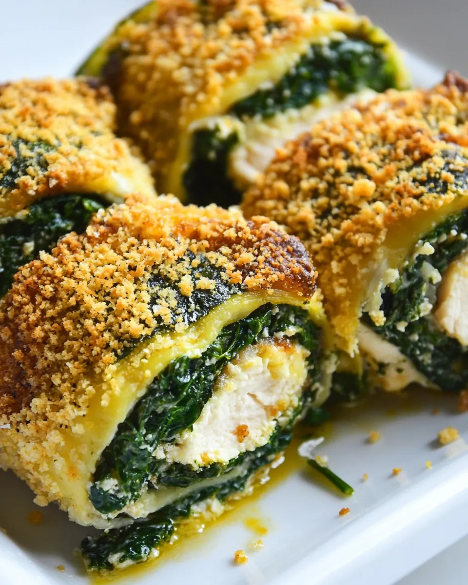 Baked Chicken Rollatini with Spinach