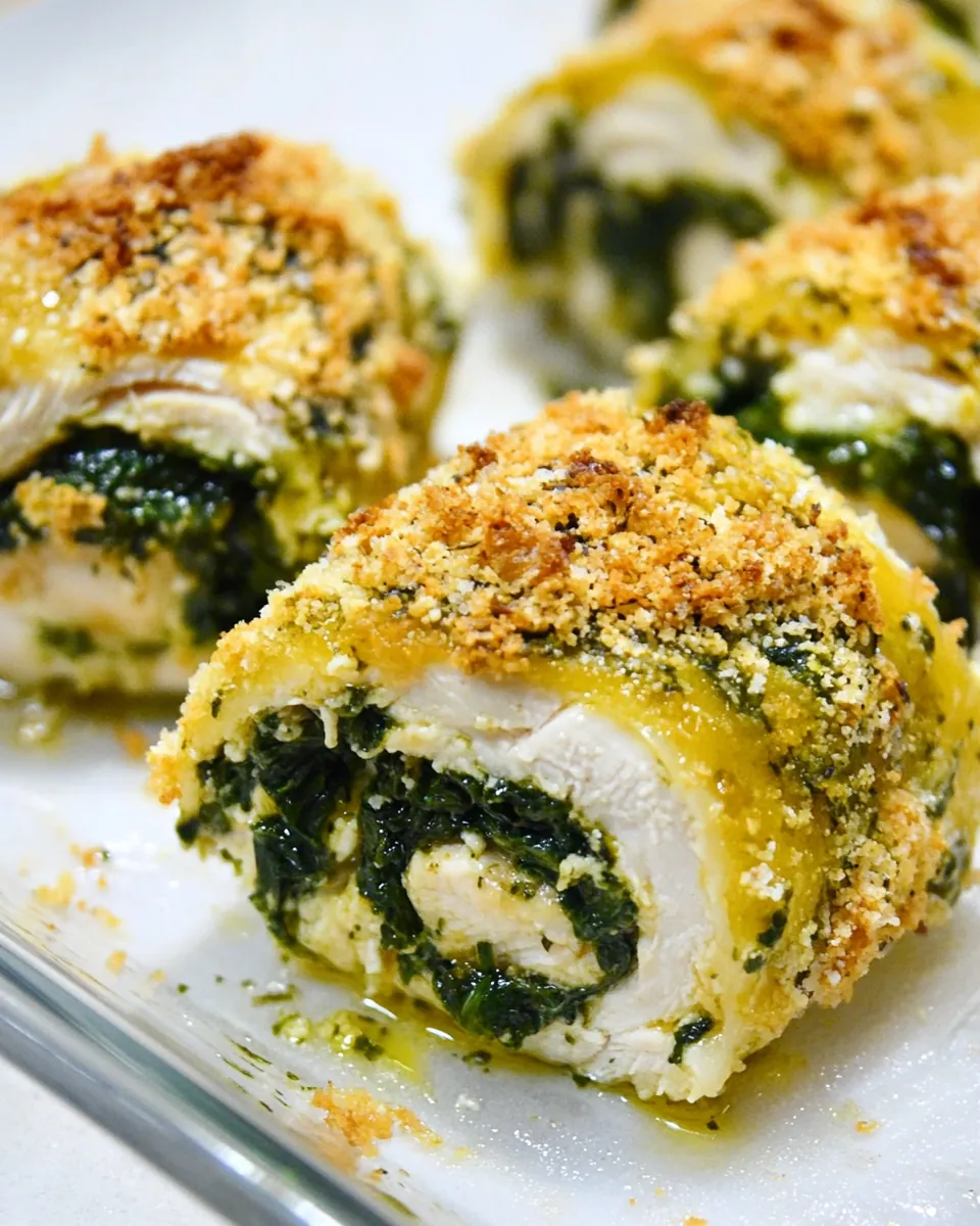 Baked Chicken Rollatini with Spinach