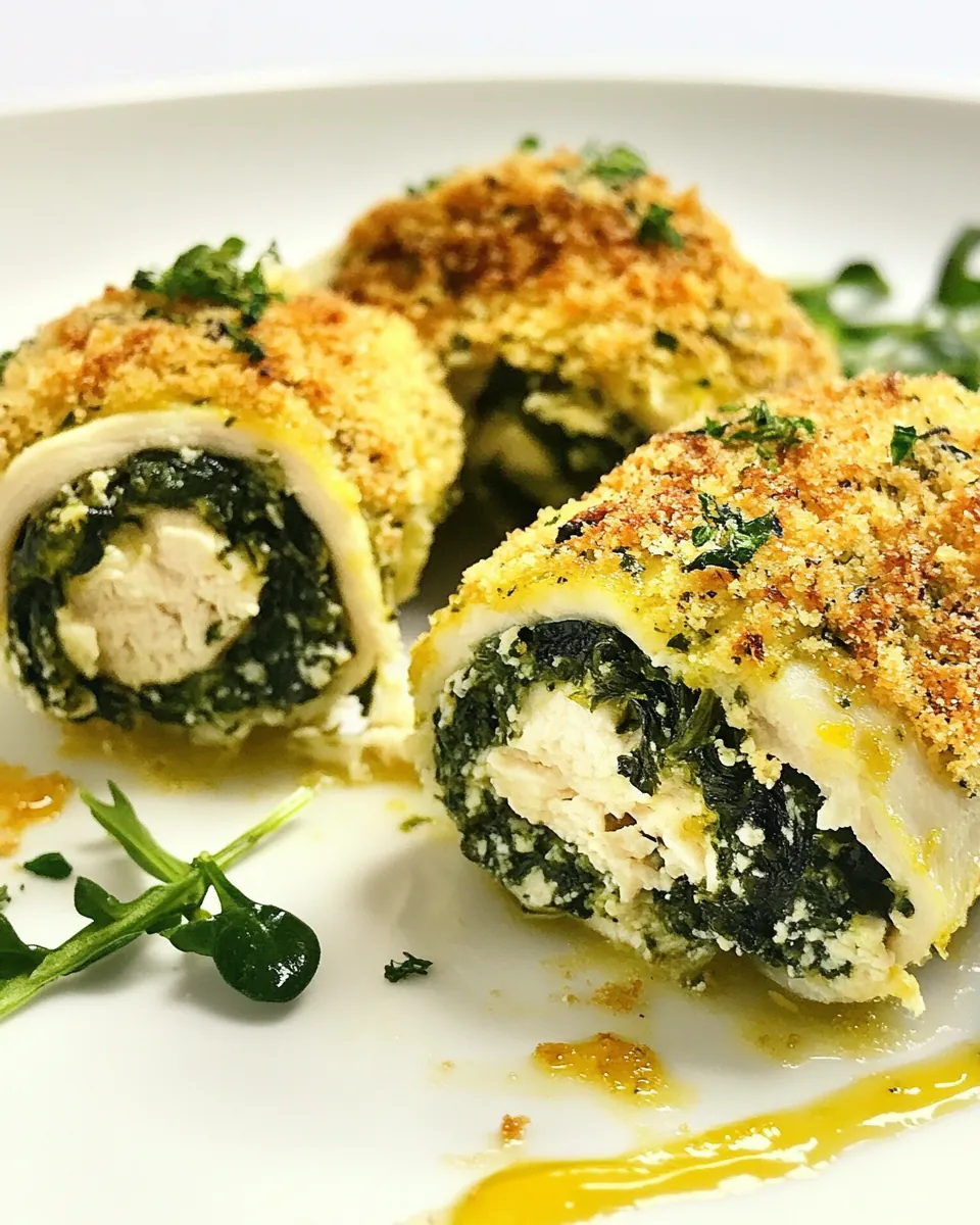 Baked Chicken Rollatini with Spinach