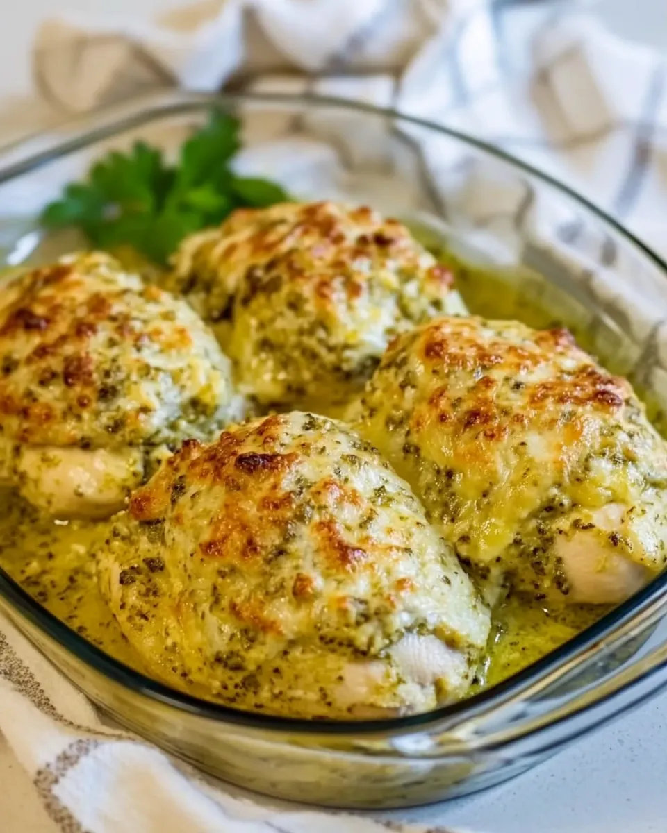 Baked Chicken Stuffed with Pesto and Cheese