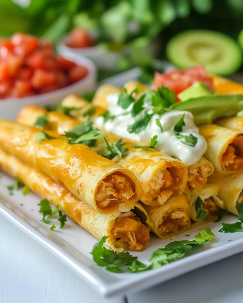 Baked Creamy Cheesy Chicken Flautas