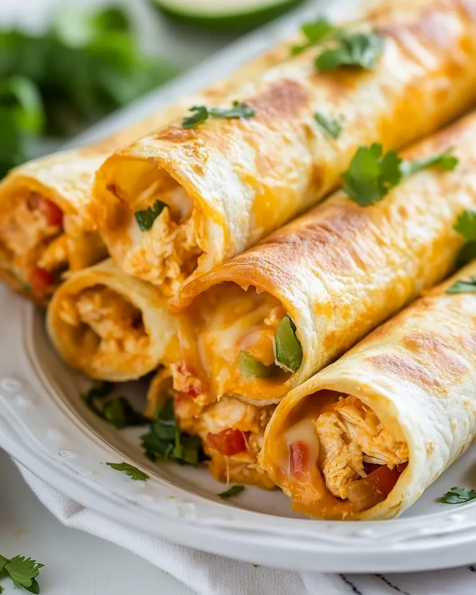 Baked Creamy Cheesy Chicken Flautas